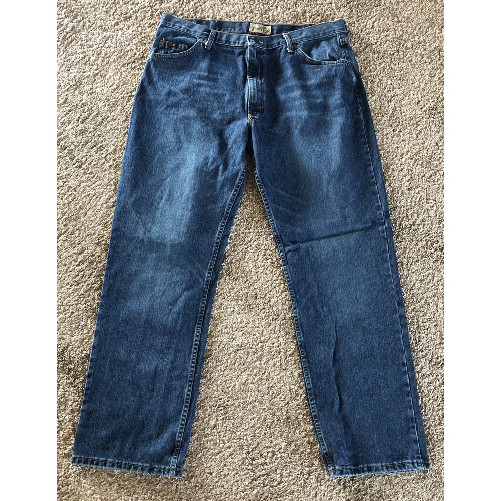 Wrangler 20X Medium Wash Straight Blue Leg Jeans Western Denim Cotton Mens 38x32